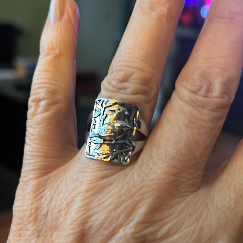 🆕️ 🐦Sterling silver birds relief ring - Picture 10 of 11